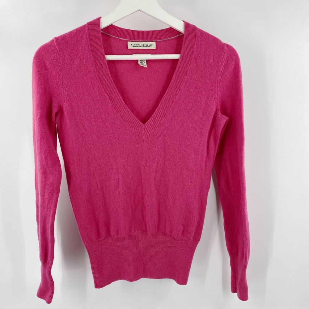 Pink Banana Republic V-Neck Cashmere Sweater